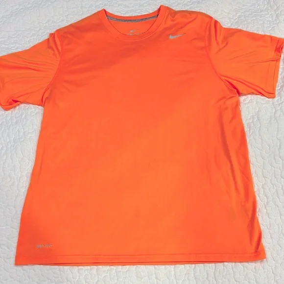 Orange Nike dri fit short sleeve crew neck t shirt polyester XL preowned - Picture 1 of 5
